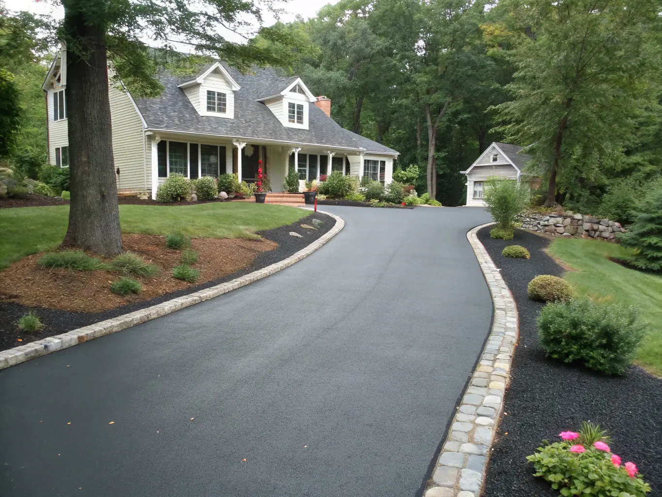 A professionally installed paver driveway with a decorative border, showcasing the quality and precision of Vapaver Boyz's work.